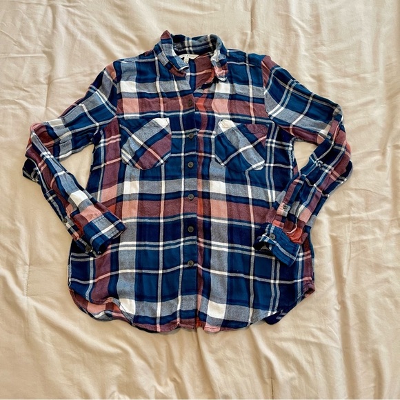 Lucky Brand Tops - Lucky Brand Navy Plaid Shirt Size XS